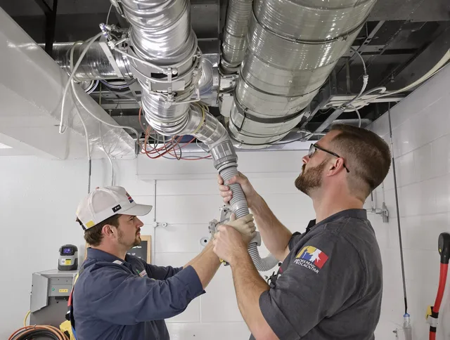 Duxbury Air Duct Cleaning technician performing thorough AC duct cleaning in Duxbury