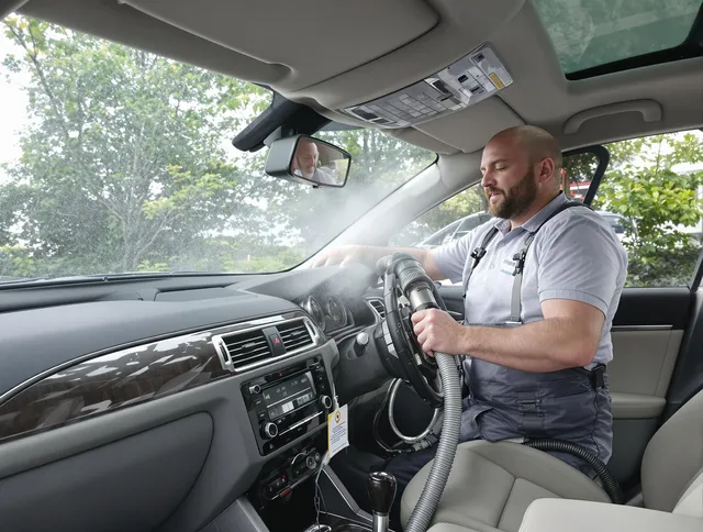 Duxbury Air Duct Cleaning specialist performing professional car duct cleaning in Duxbury